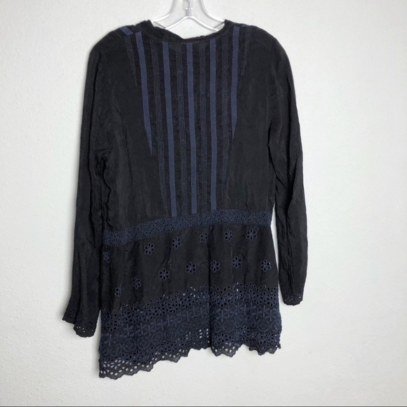 Johnny Was M Tunic Floral Embroidered Stripe Long Sleeve - Picture 5 of 9